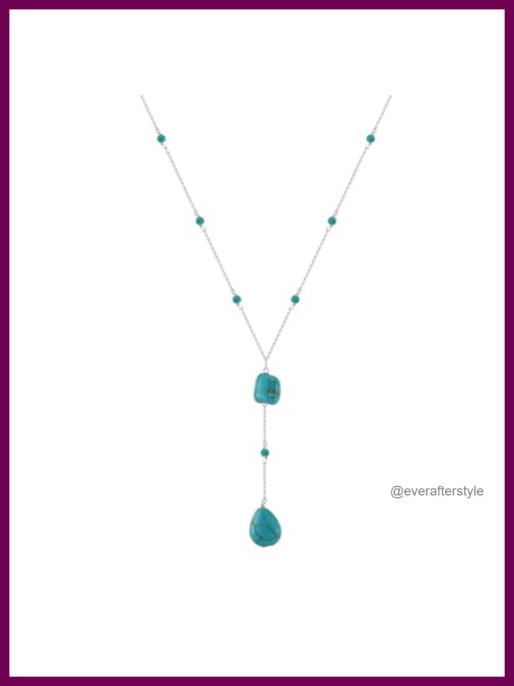 Vintage Y Necklace 925 Sterling Silver Turquoise Drop Gemstone Women Gift
